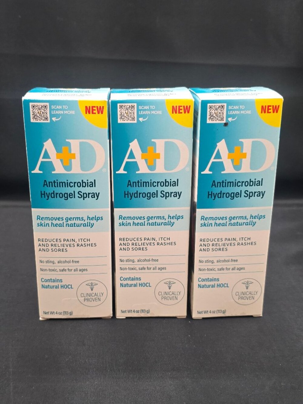 (3) bottles of A+D Antimicrobial Hydrogel Spray 4 oz